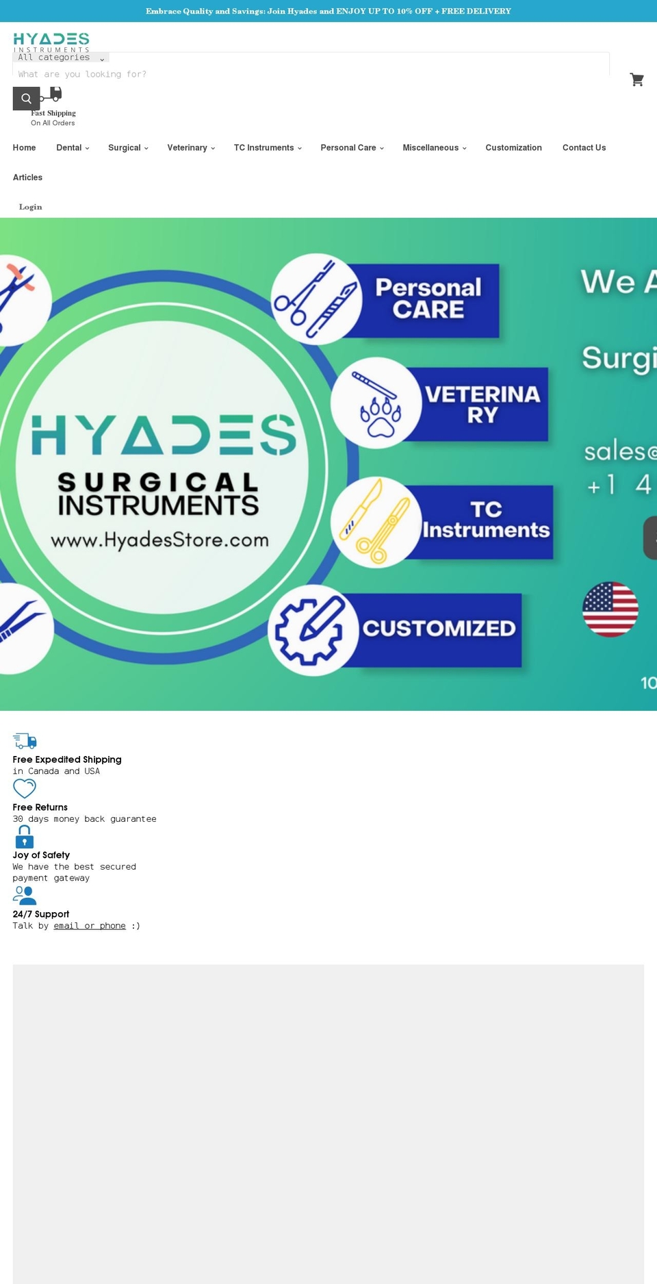 hyadesstore.com shopify website screenshot
