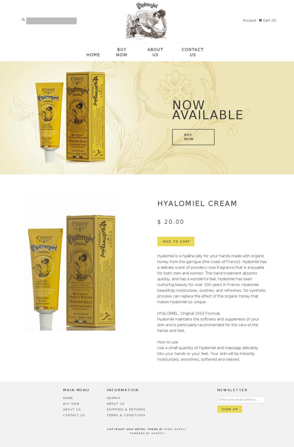 hyalomielus.com — Shopify storefront screenshot
