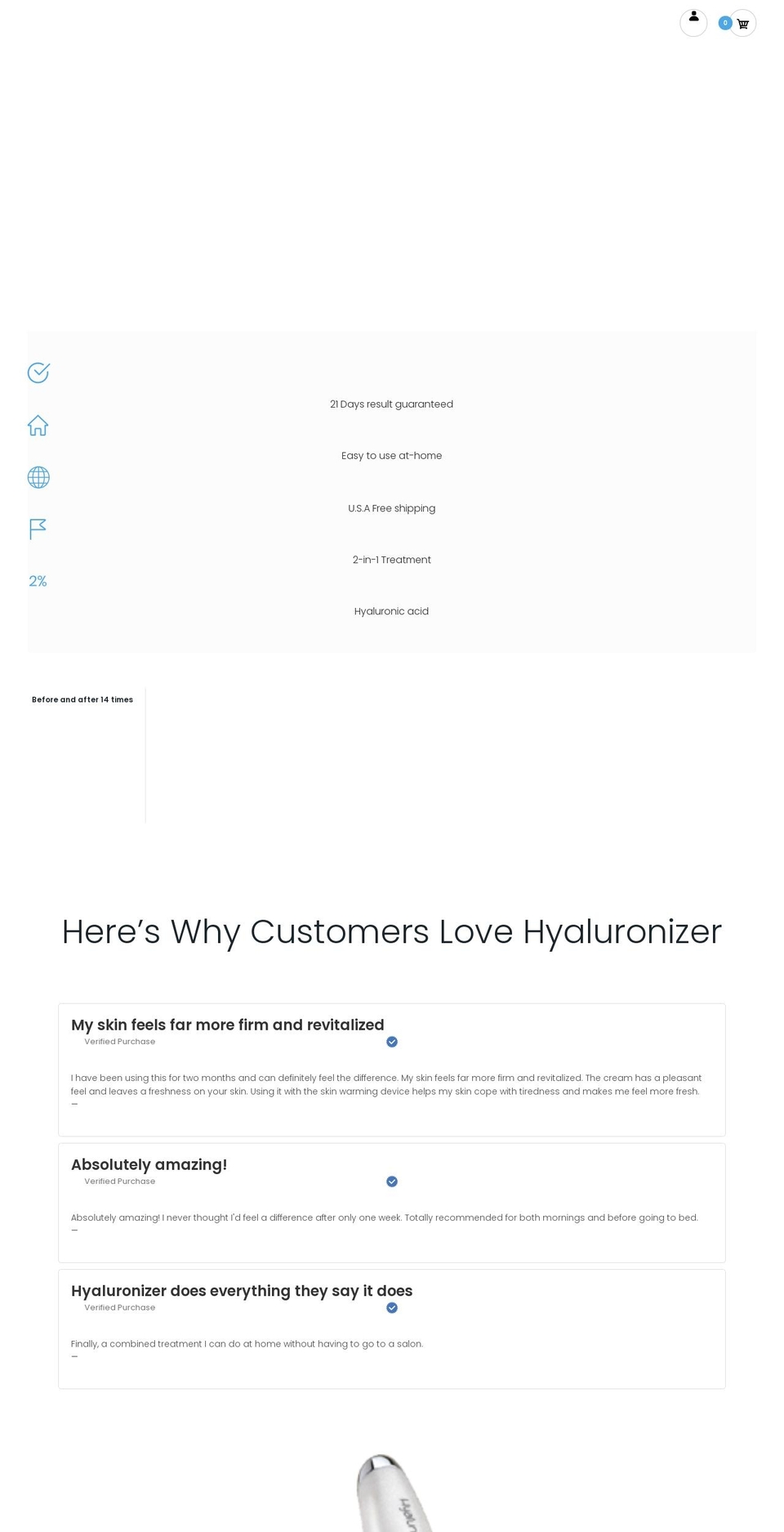 hyaluronizer.com shopify website screenshot