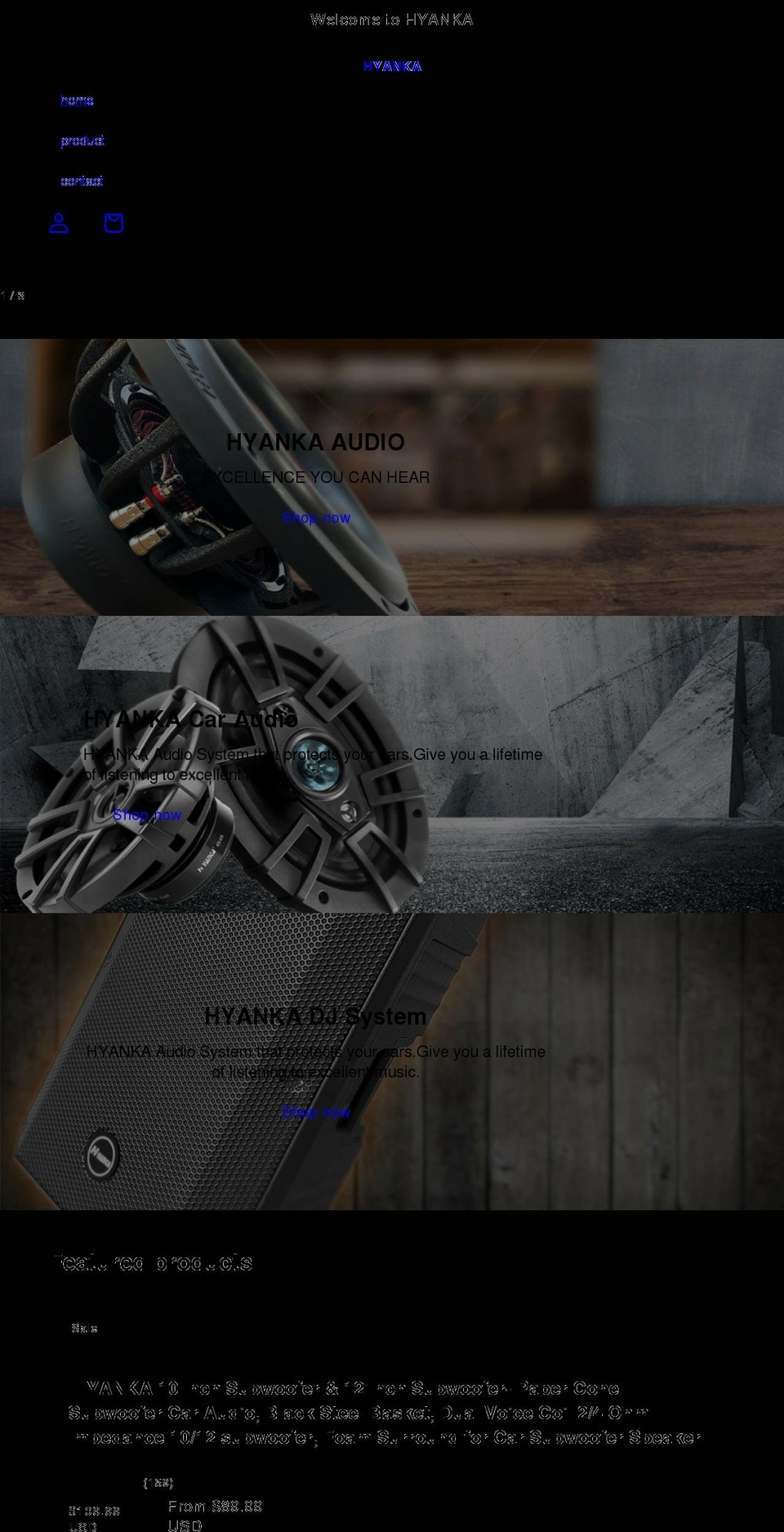 hyanka.com shopify website screenshot