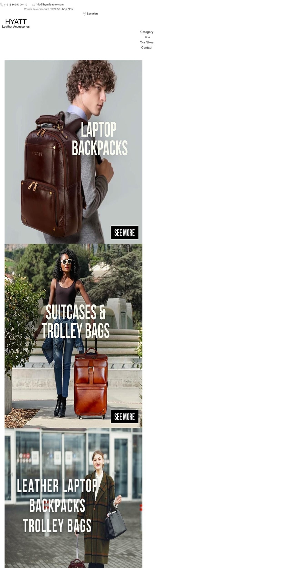 hyattleather.com shopify website screenshot