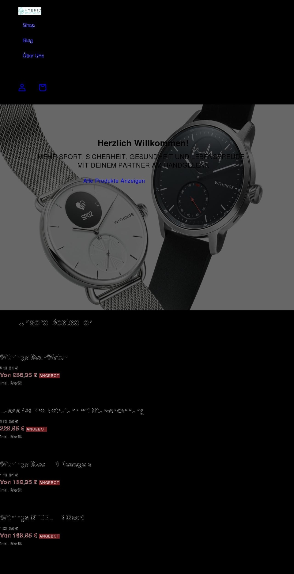 hybrid-smartwatch.shop shopify website screenshot