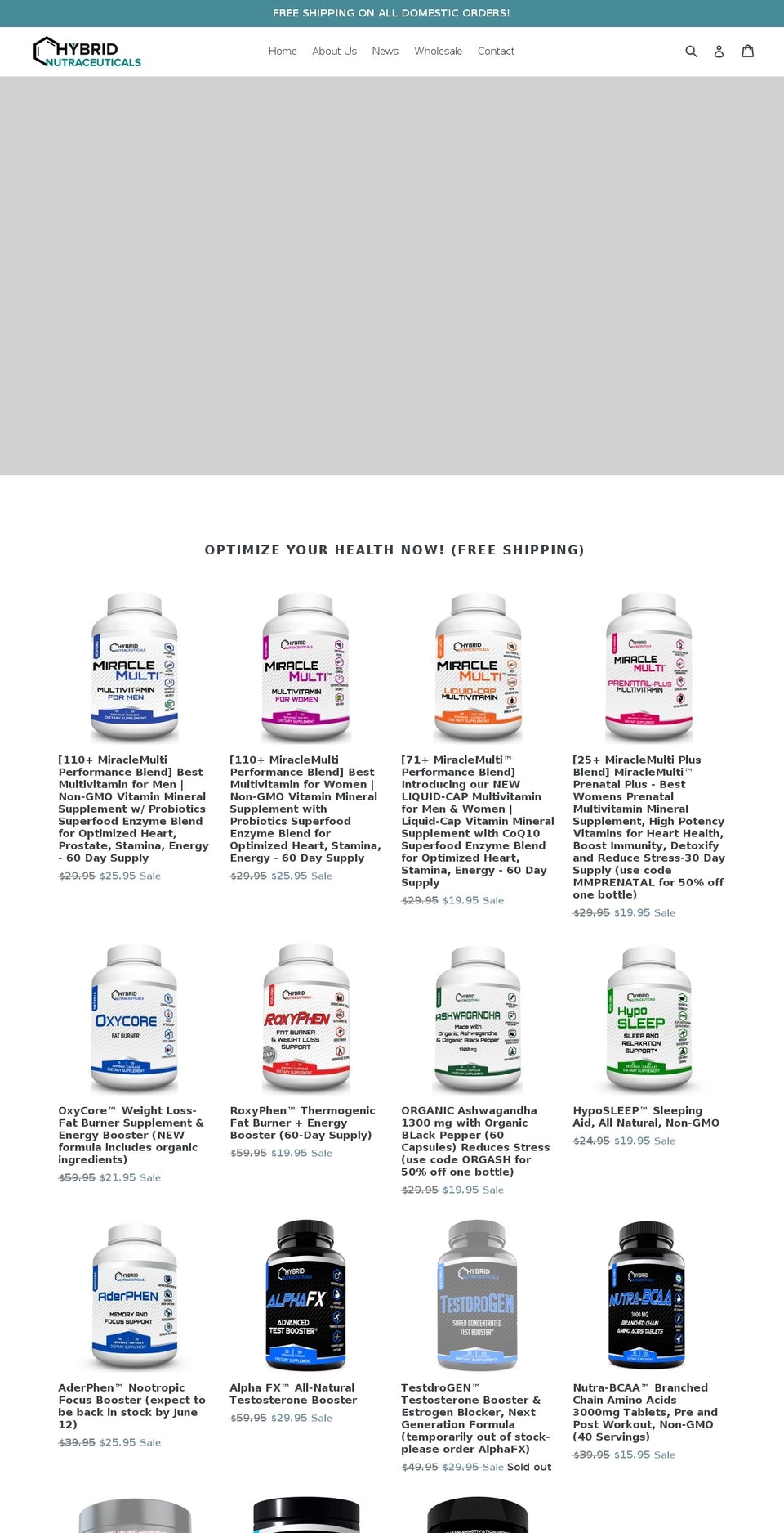 hybridnutraceuticals.com — Shopify storefront screenshot