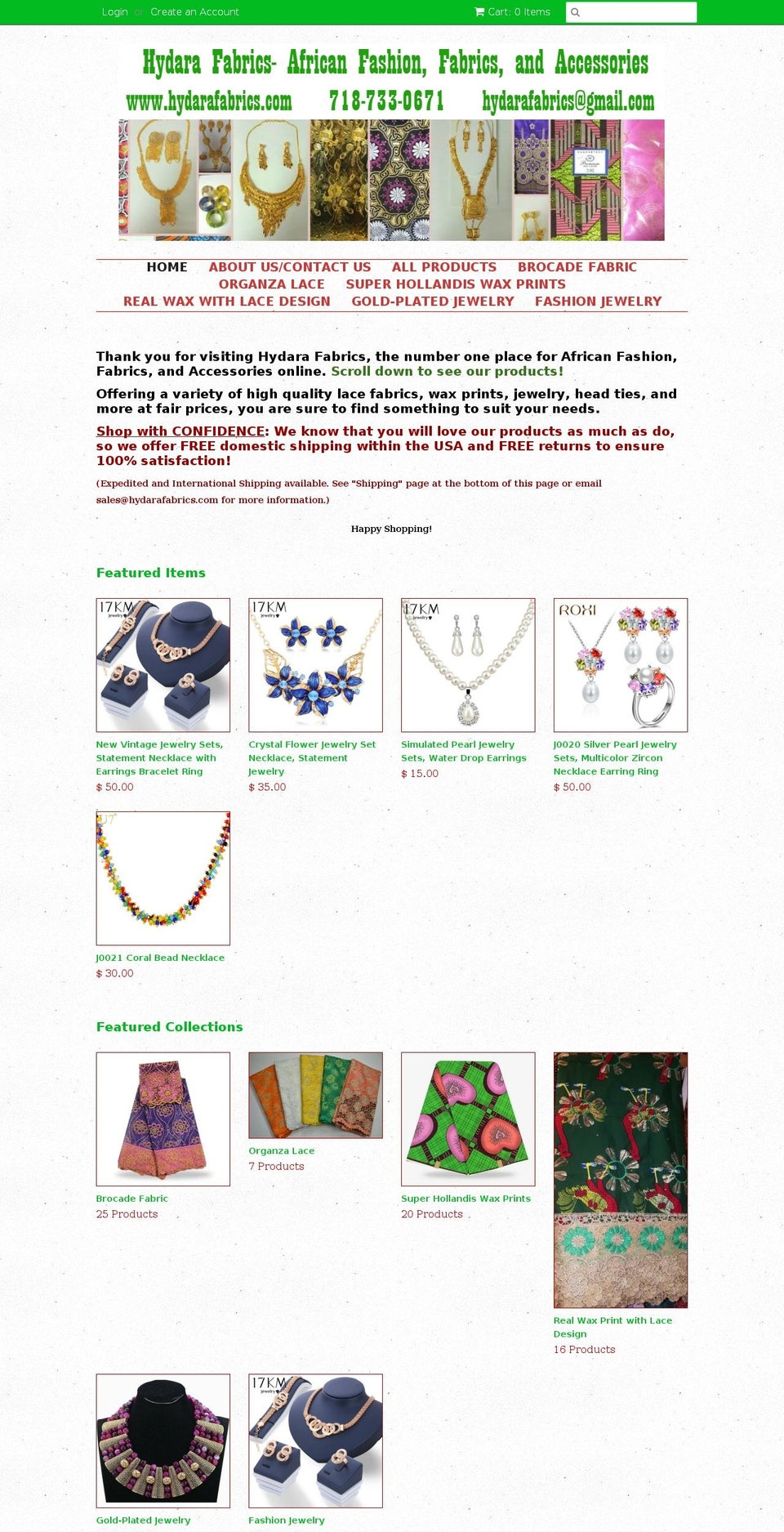 hydarafabrics.com — Shopify storefront screenshot