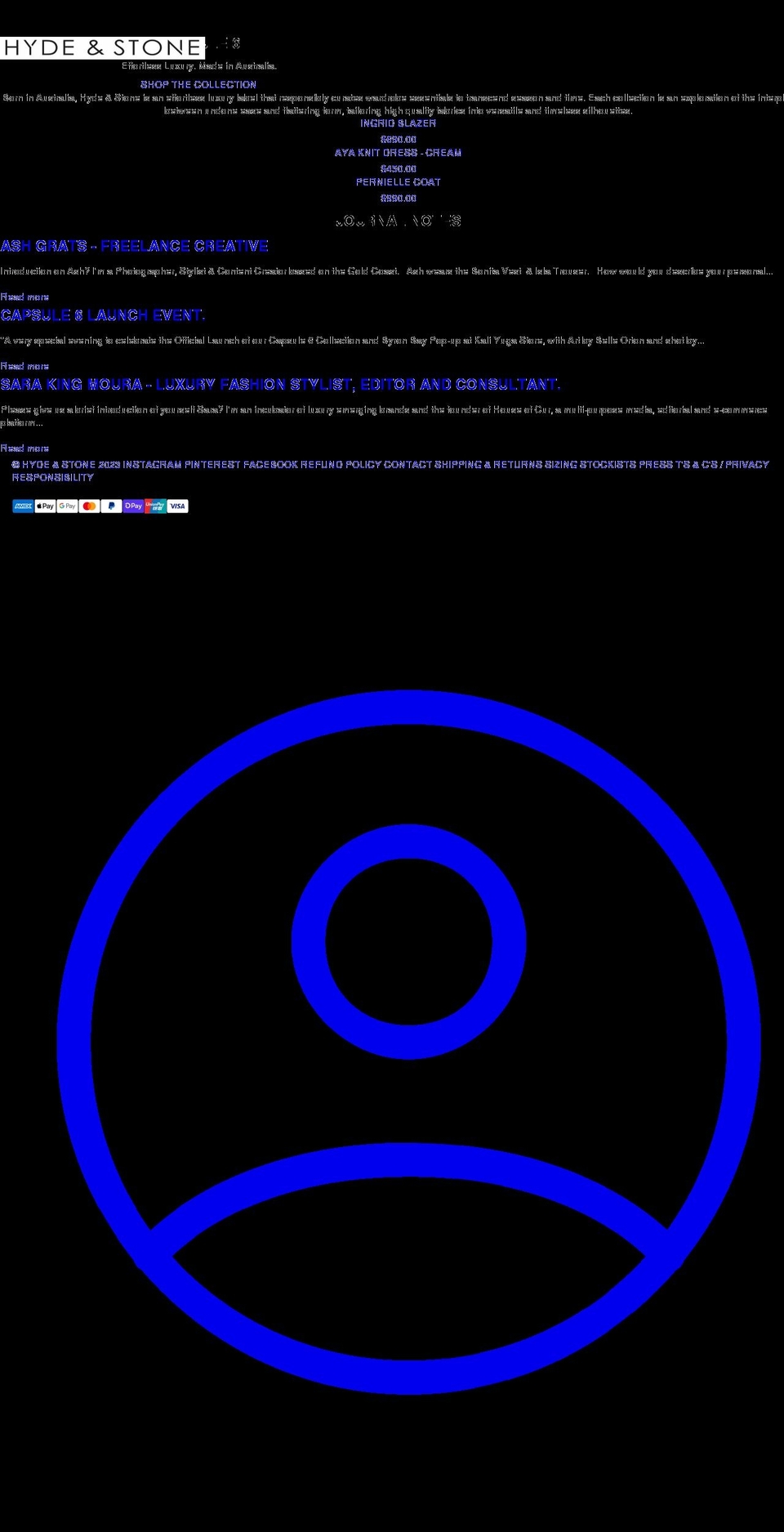 hyde-stone.myshopify.com — Shopify storefront screenshot