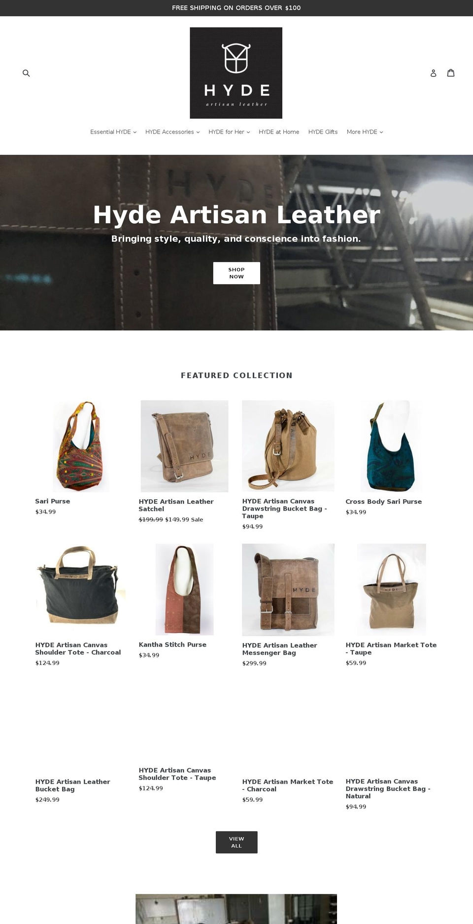 hydeartisan.com — Shopify storefront screenshot