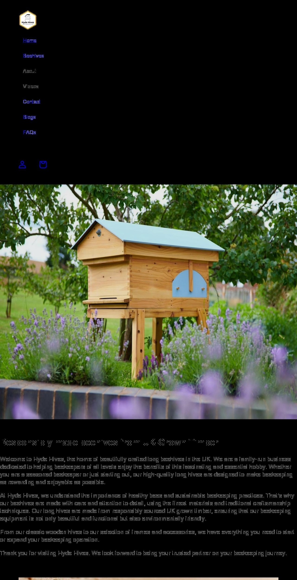 hydehives.co.uk shopify website screenshot