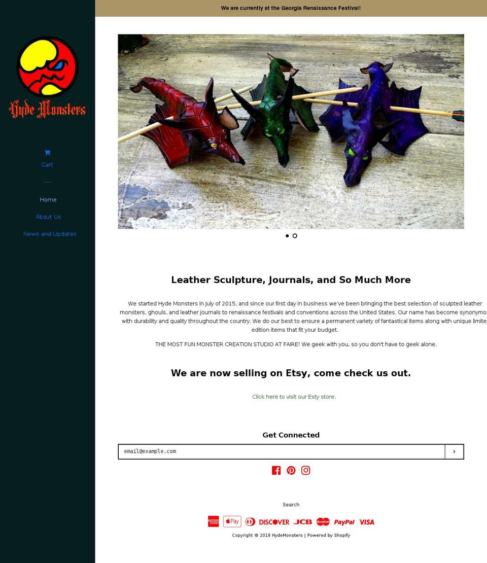 hydemonsters.com — Shopify storefront screenshot