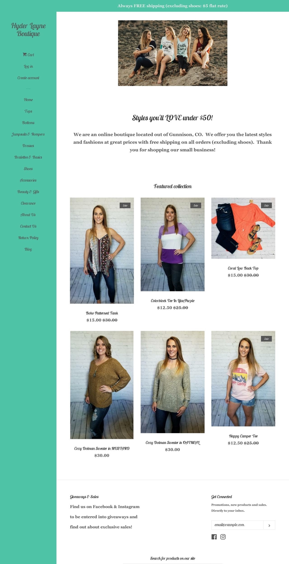 hyderlayneboutique.com — Shopify storefront screenshot
