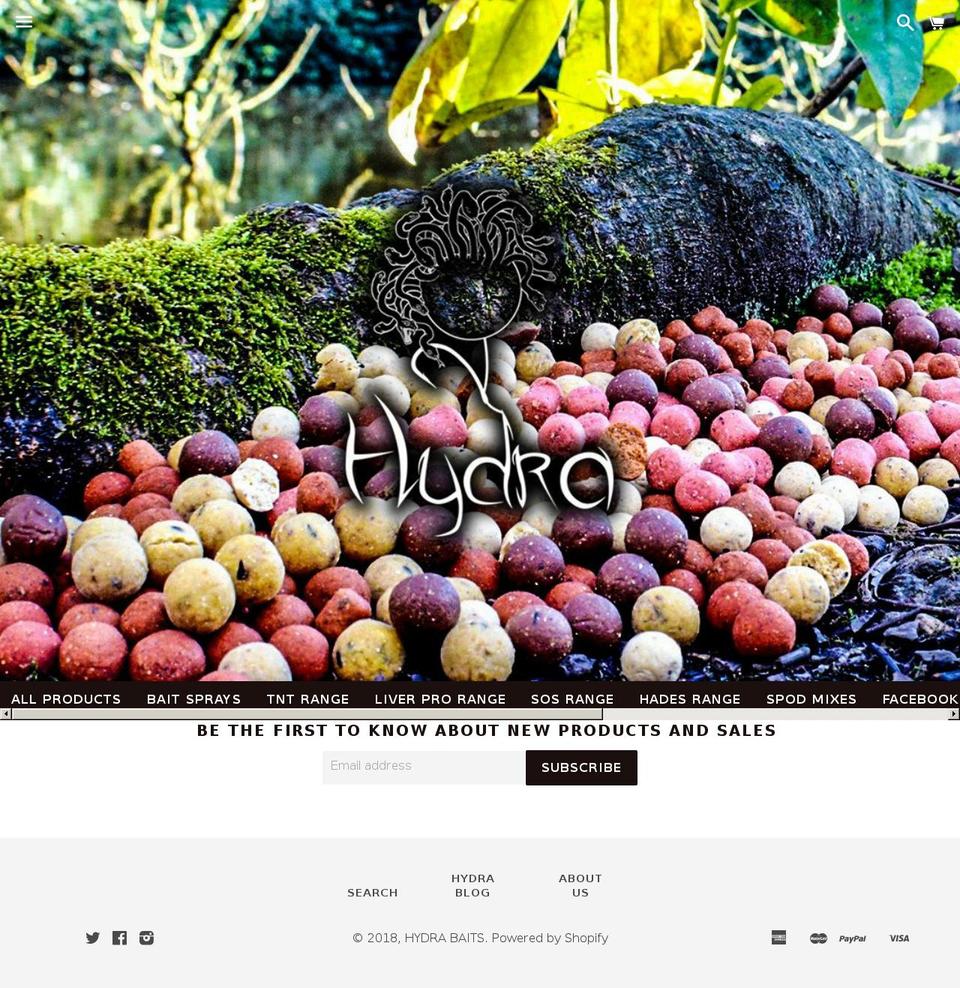 hydrabaits.com — Shopify storefront screenshot