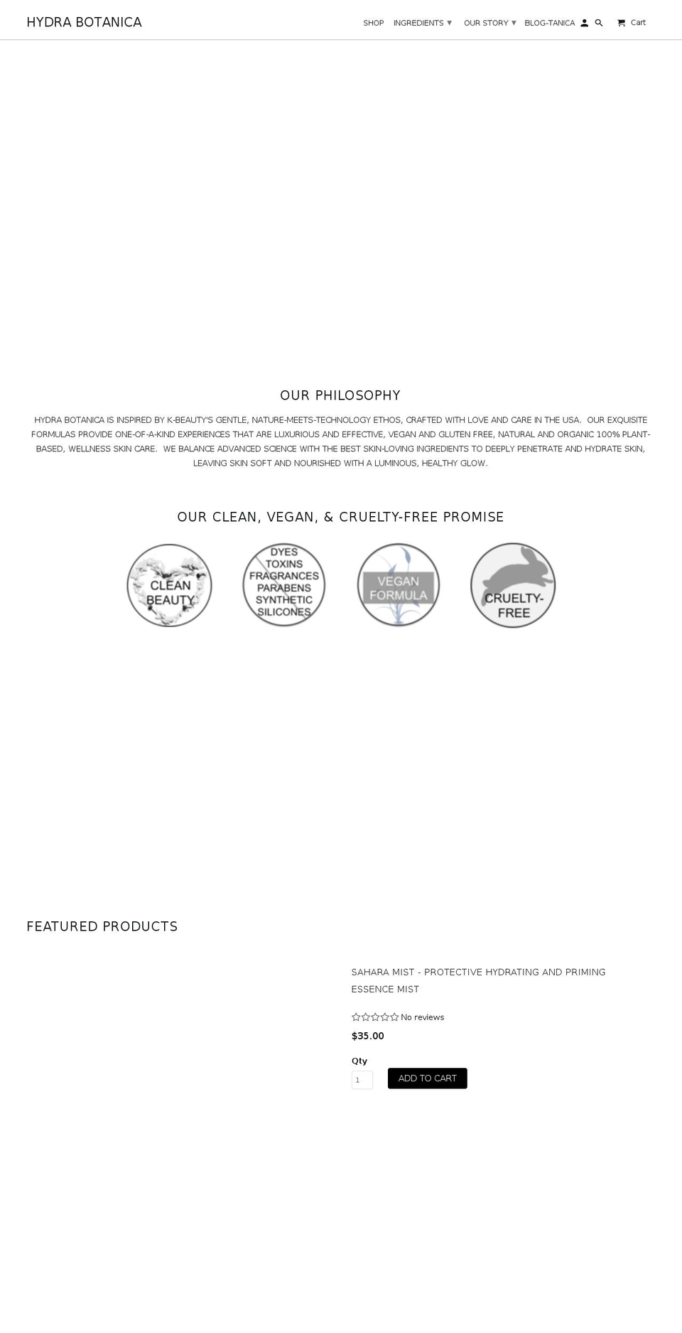 hydrabotanica.com shopify website screenshot