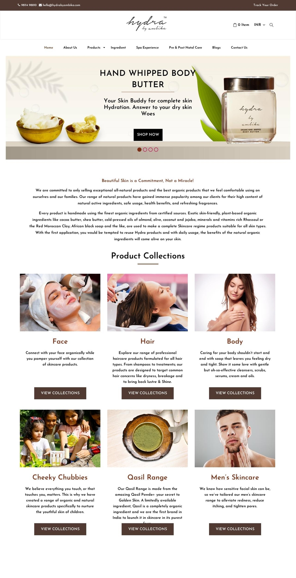 Cosmetic-beauty Shopify theme site example hydrabyambika.com