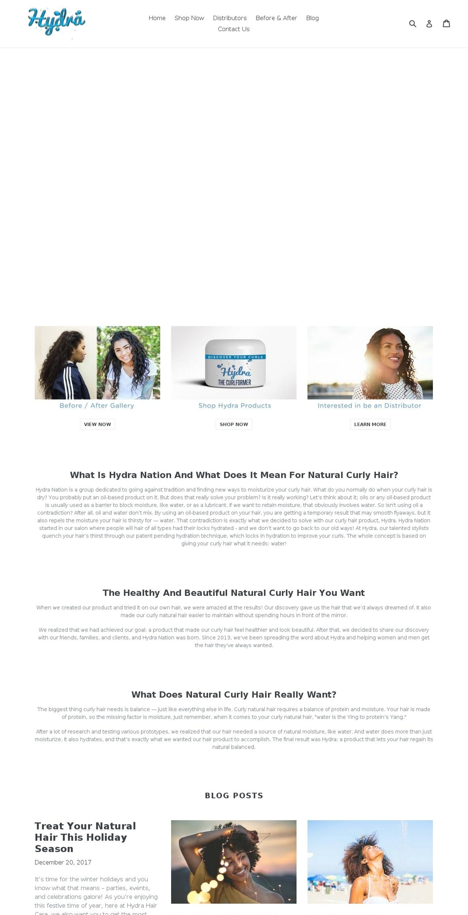 hydrahaircare.com shopify website screenshot
