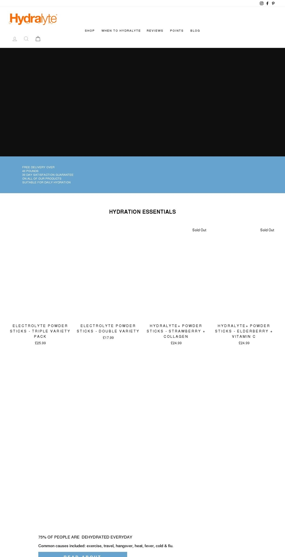 hydralyte.co.uk shopify website screenshot