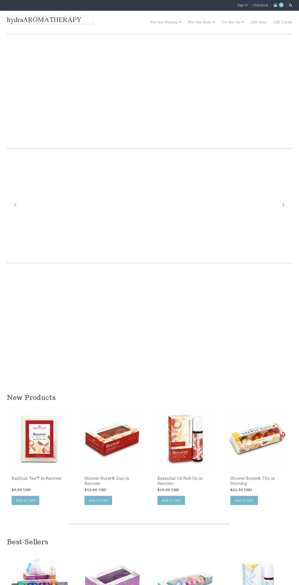 hydraromatherapy.com — Shopify storefront screenshot