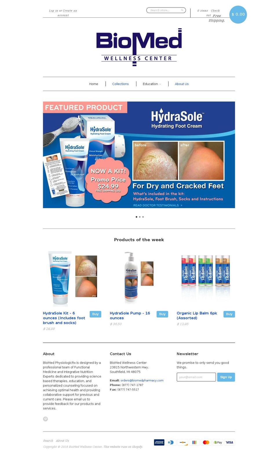 hydrasole.com — Shopify storefront screenshot