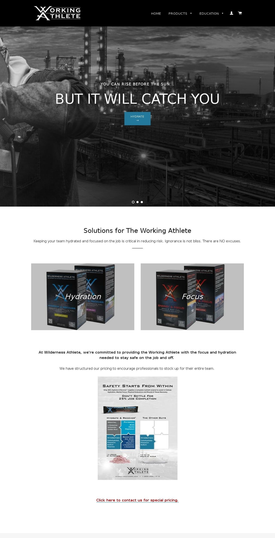 hydrationatwork.com shopify website screenshot