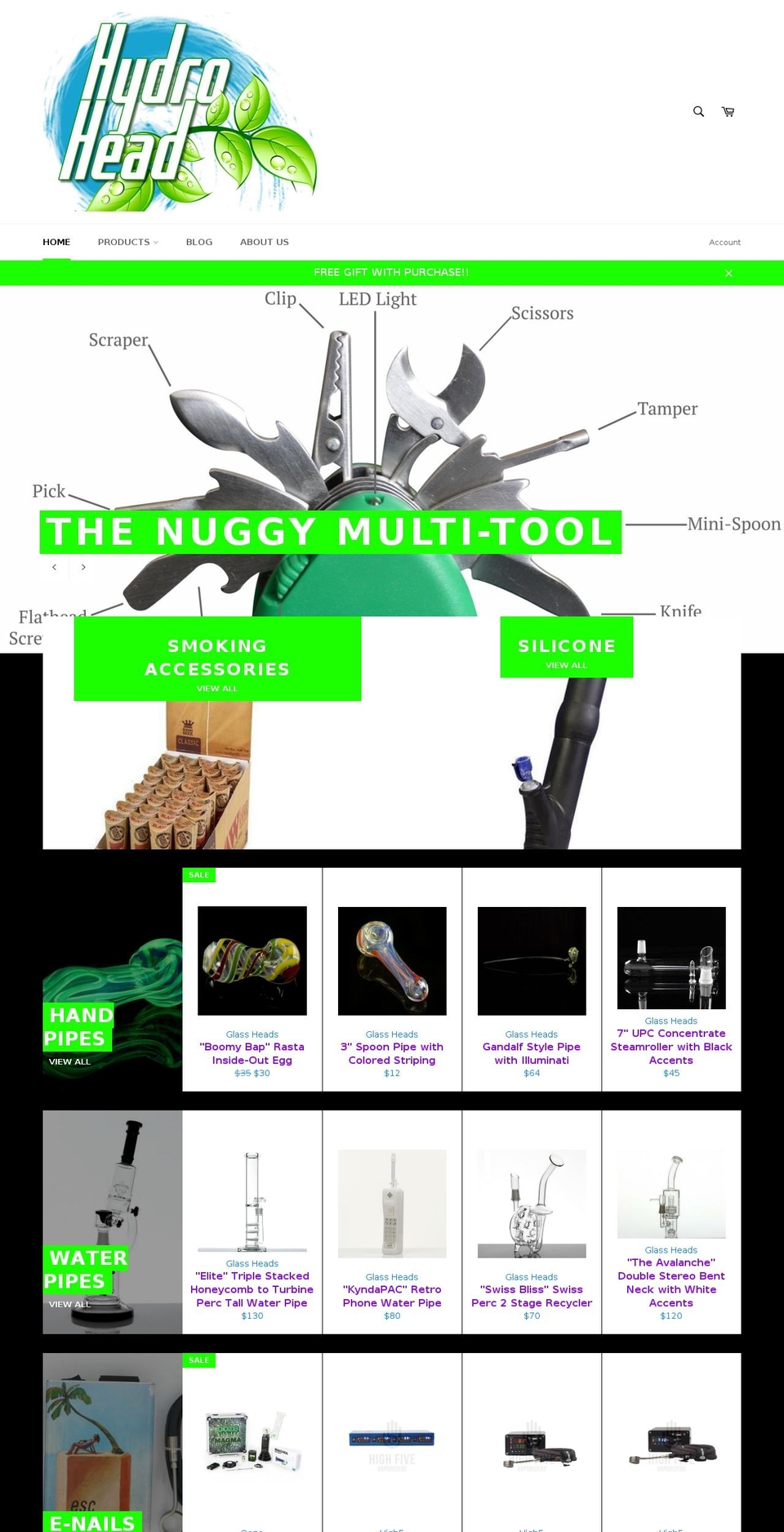 hydro-head.com — Shopify storefront screenshot
