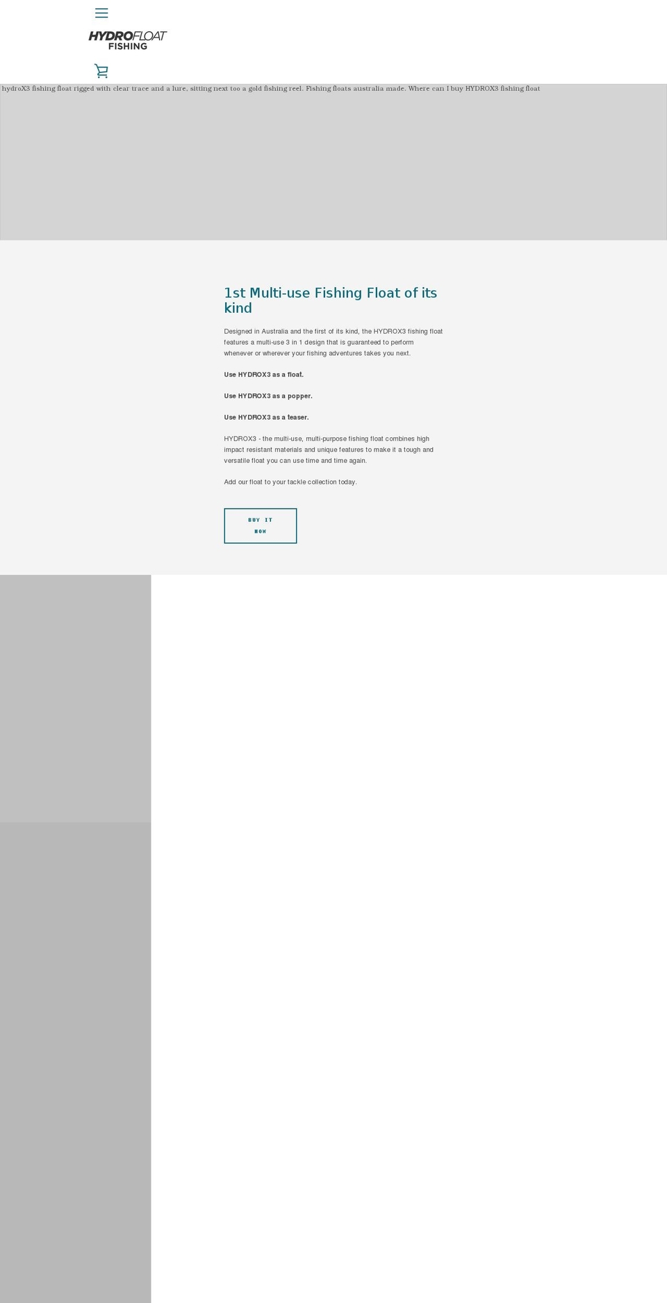 hydrofloatfishing.com.au shopify website screenshot