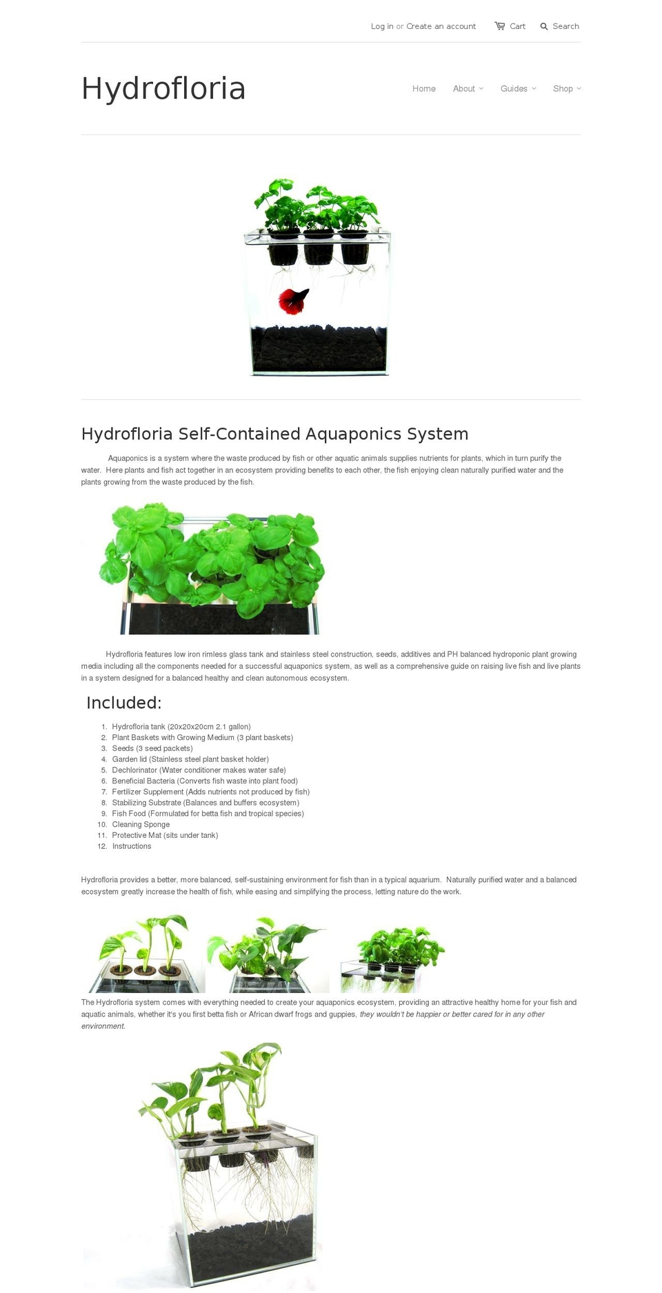 hydrofloria.com shopify website screenshot