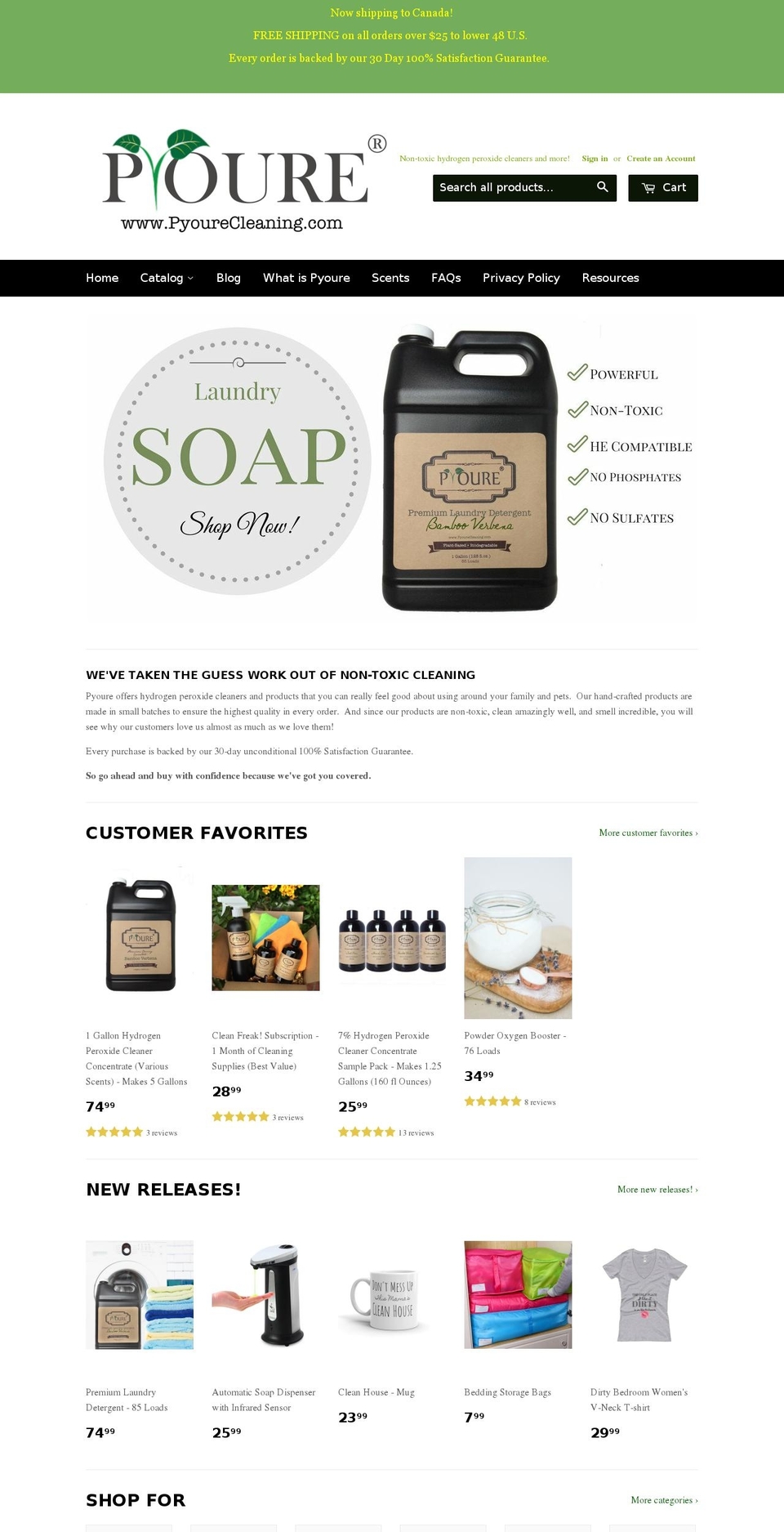 hydrogenperoxidecleaner.com shopify website screenshot