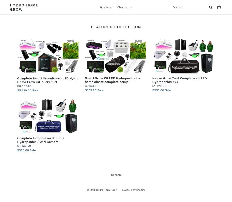 hydrohomegrow.com — Shopify storefront screenshot