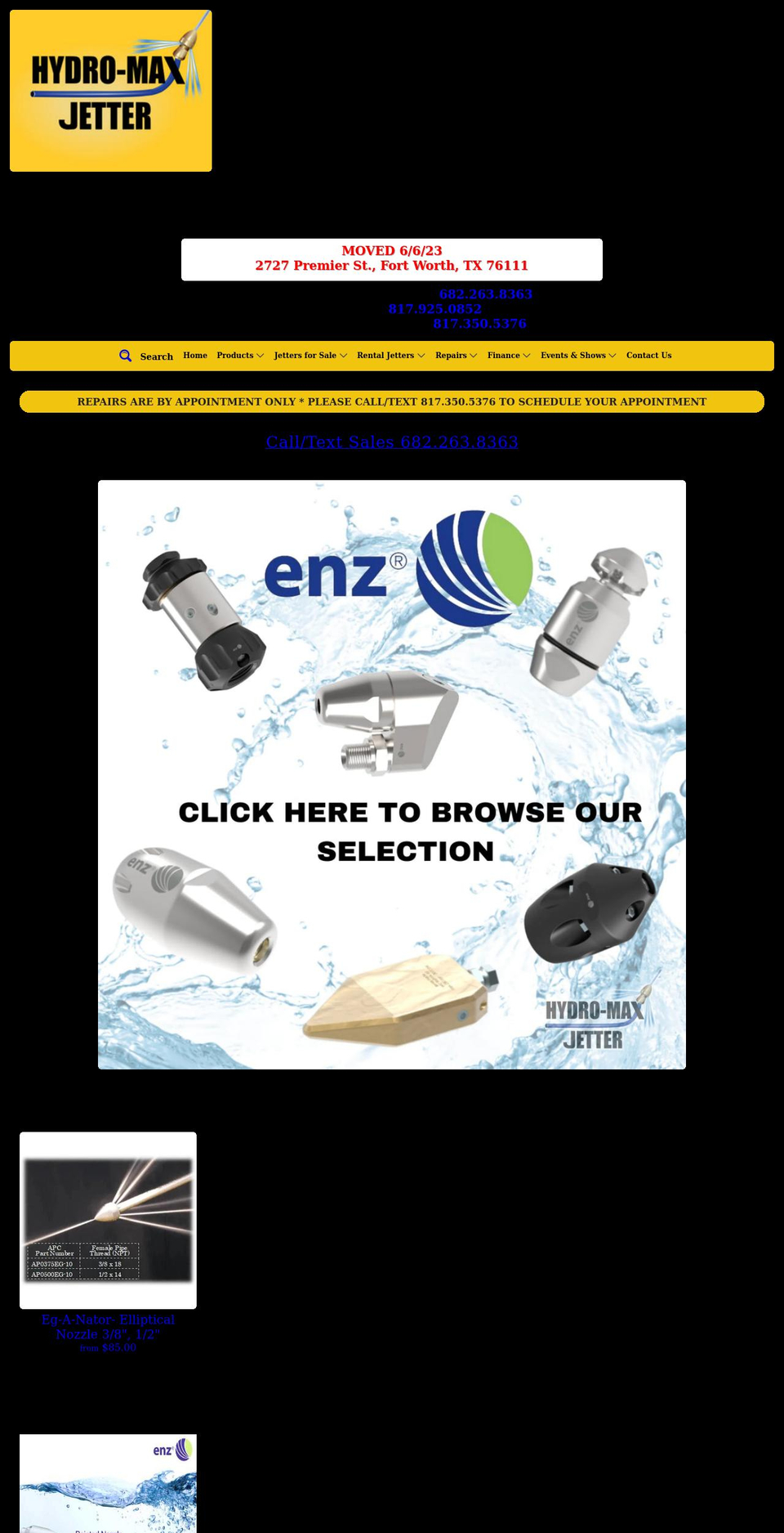 hydromaxjetter.com shopify website screenshot