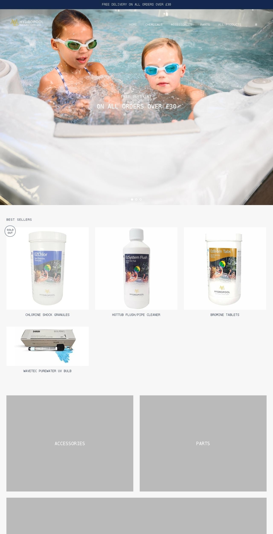hydropoolstore.co.uk shopify website screenshot