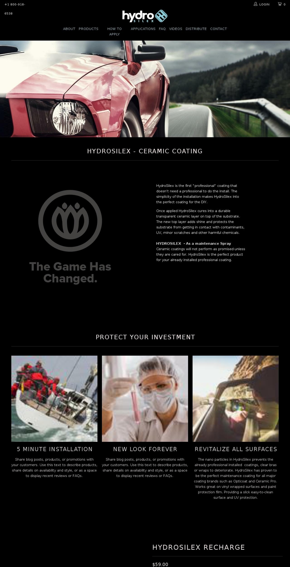 hydrosilex.com — Shopify storefront screenshot