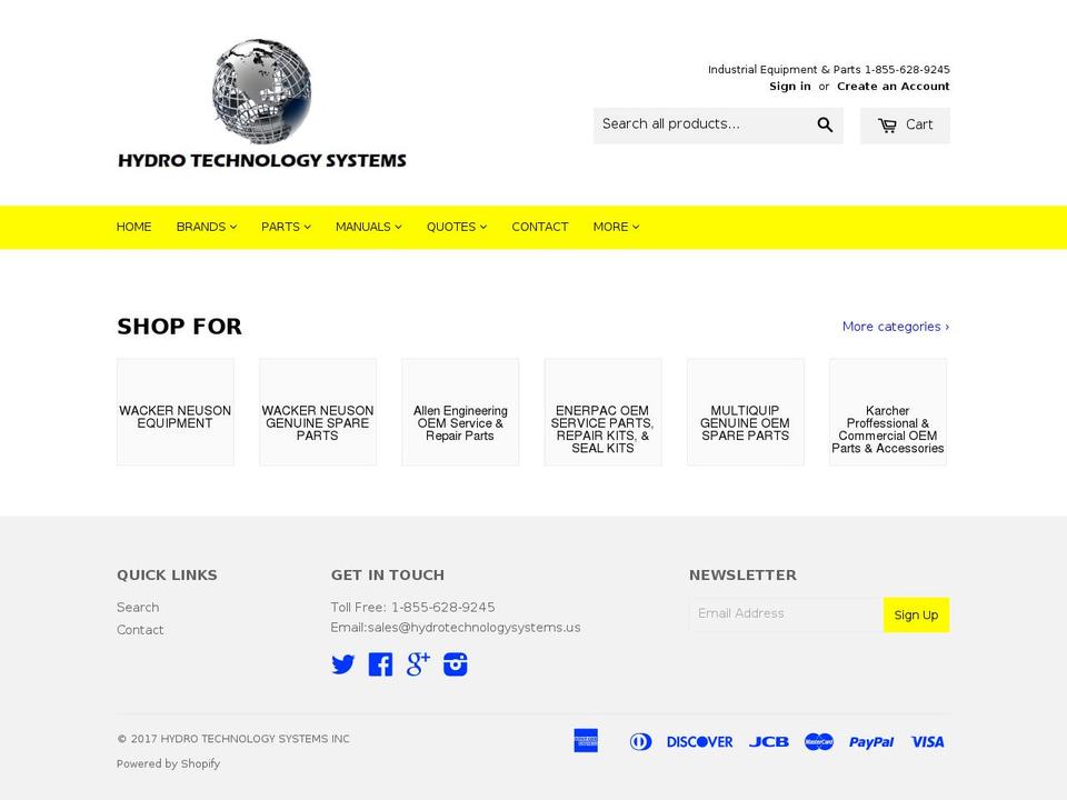 hydrotechnologysystems.us shopify website screenshot