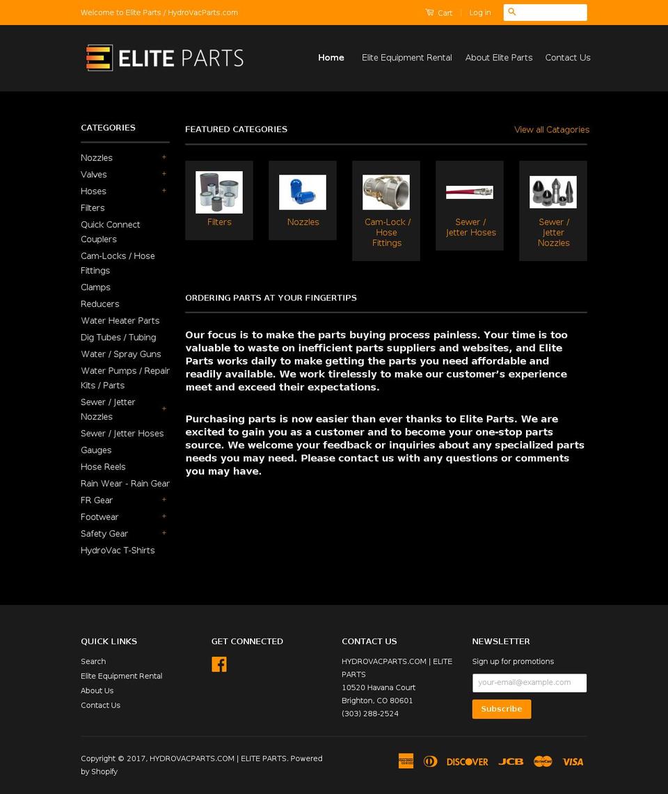 hydrovacparts.com shopify website screenshot