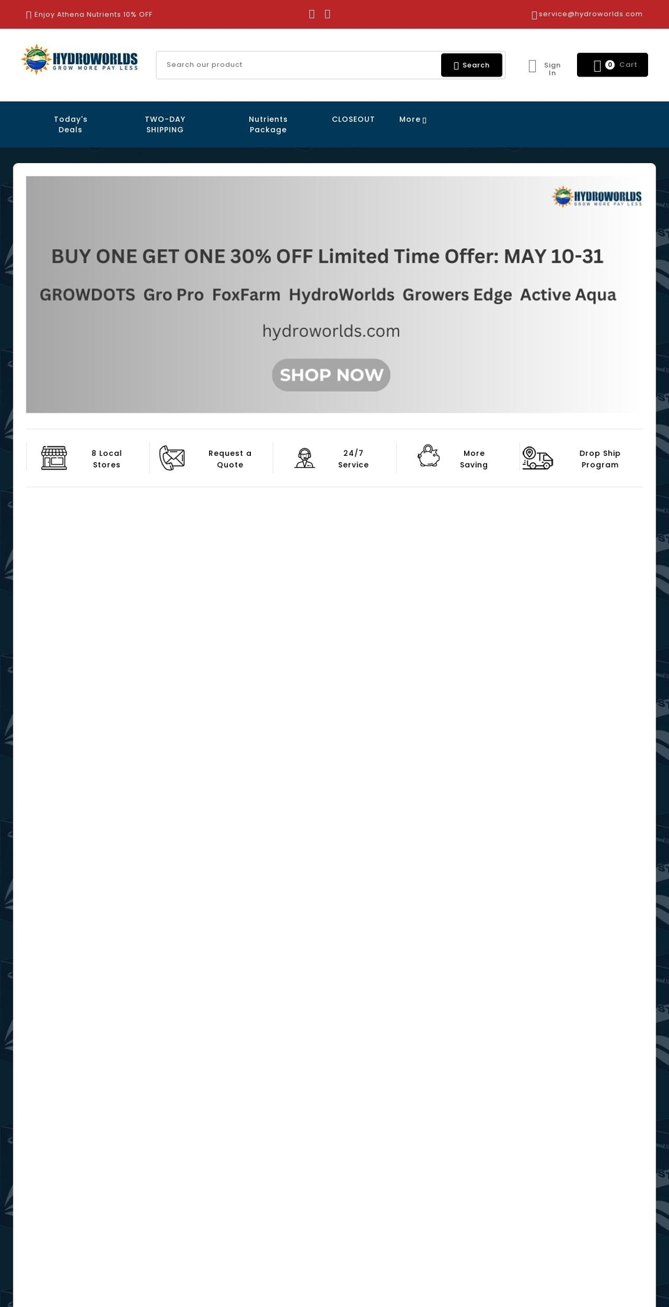 hydroworlds.com shopify website screenshot