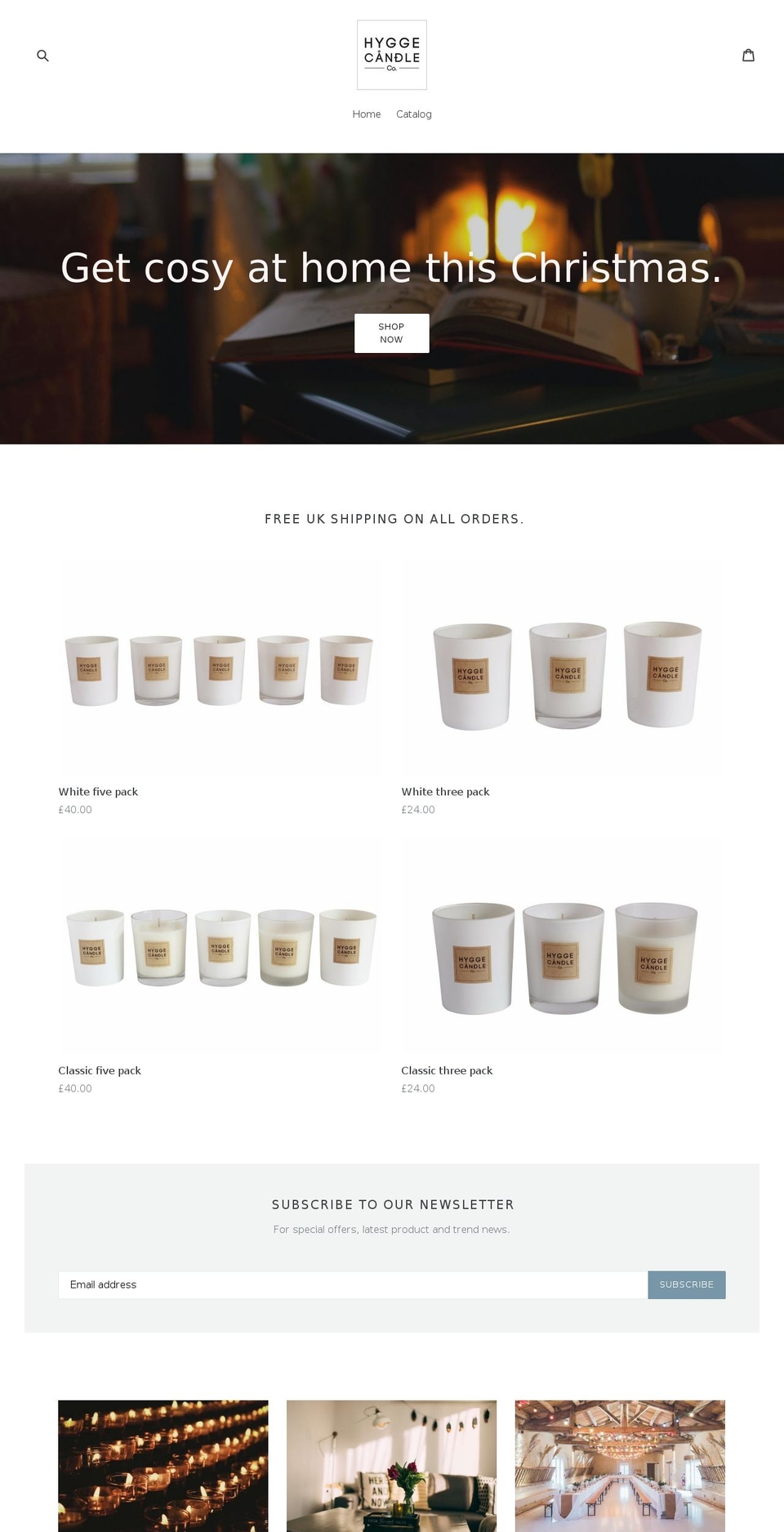 hyggecandleco.com shopify website screenshot