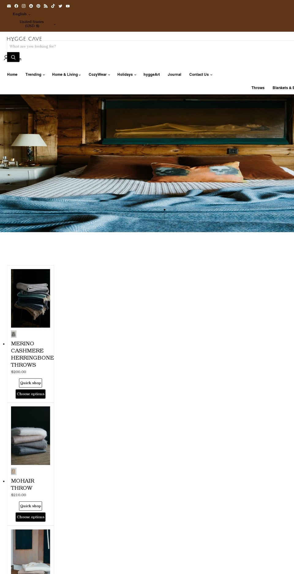 hyggecave.com shopify website screenshot