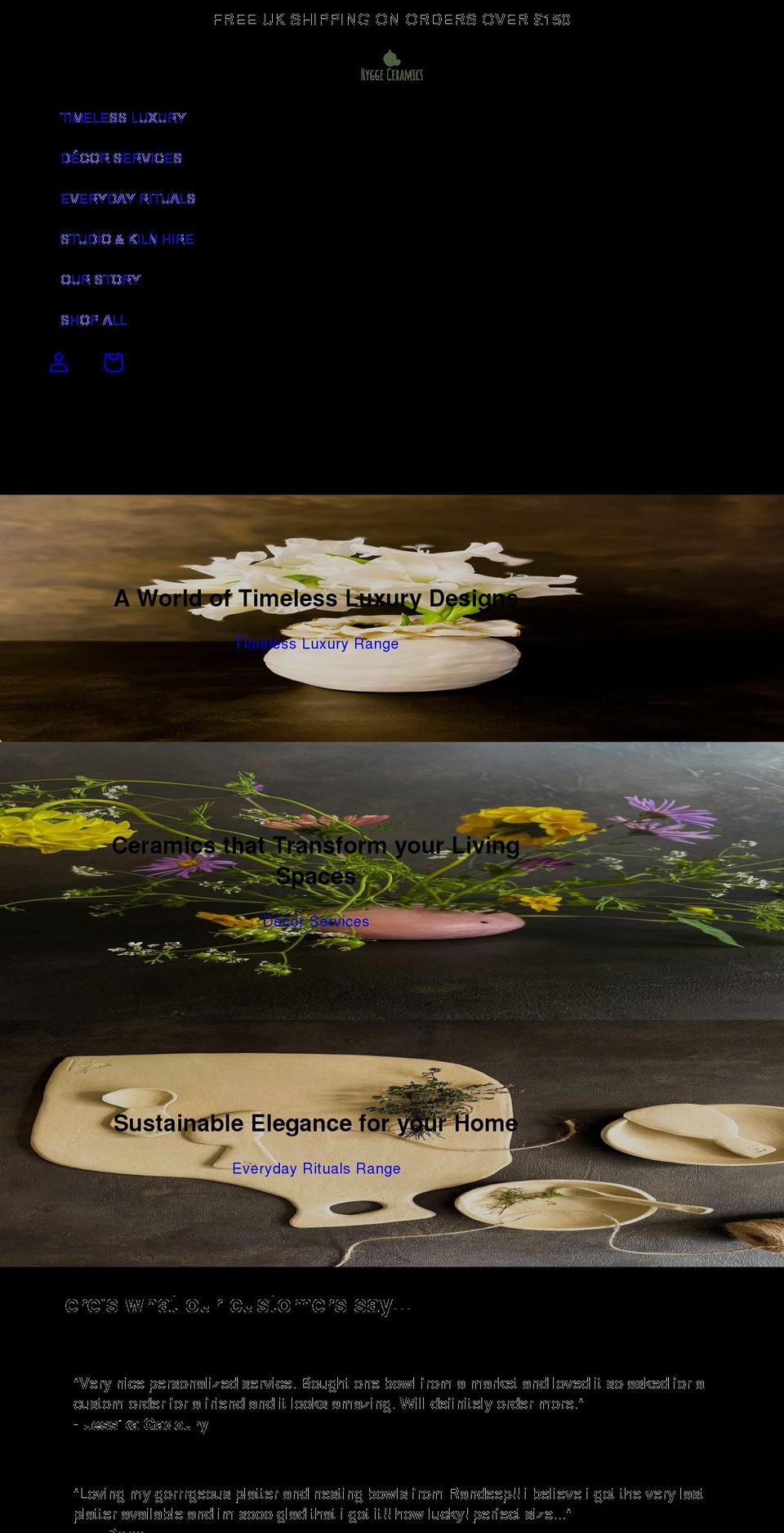 hyggeceramics.co.uk shopify website screenshot