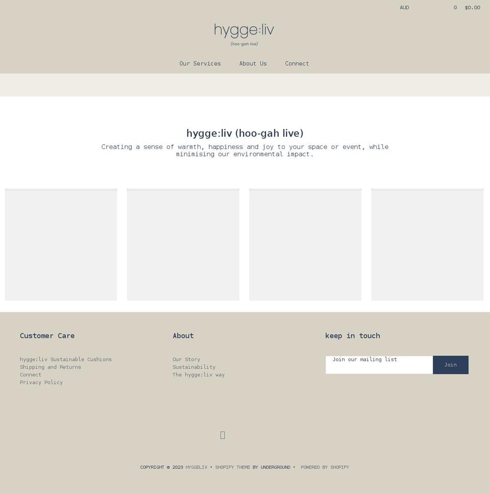 hyggeliv.com.au shopify website screenshot