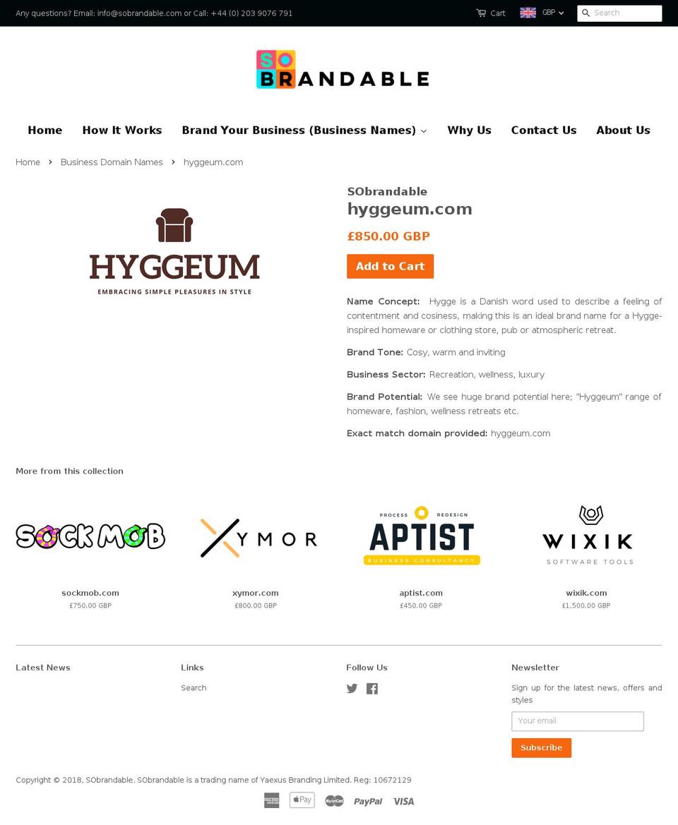 hyggeum.com — Shopify storefront screenshot