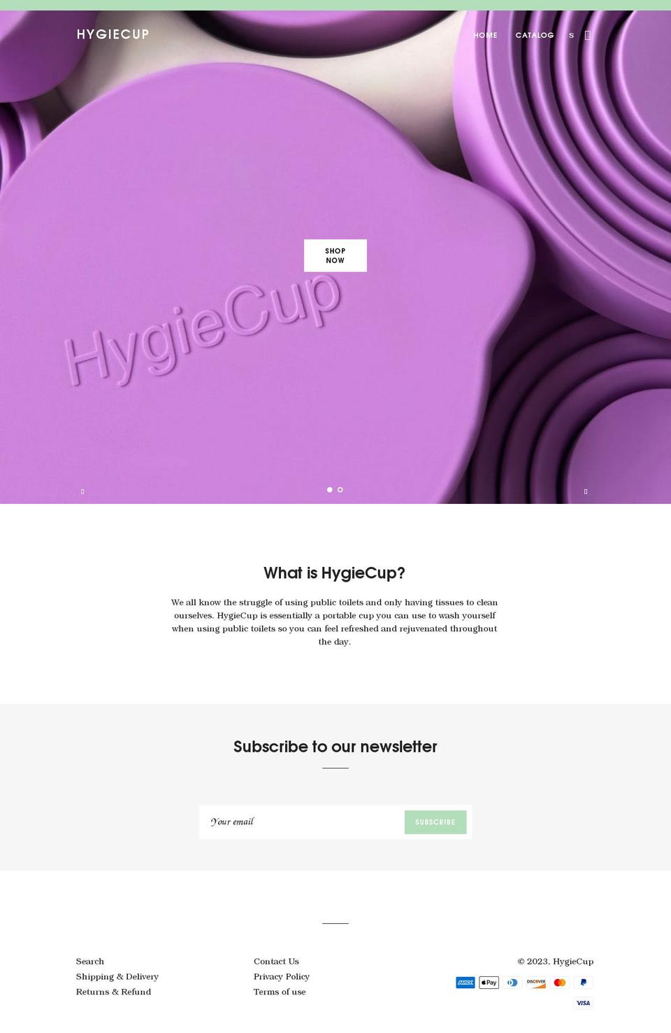 hygiecup.com shopify website screenshot