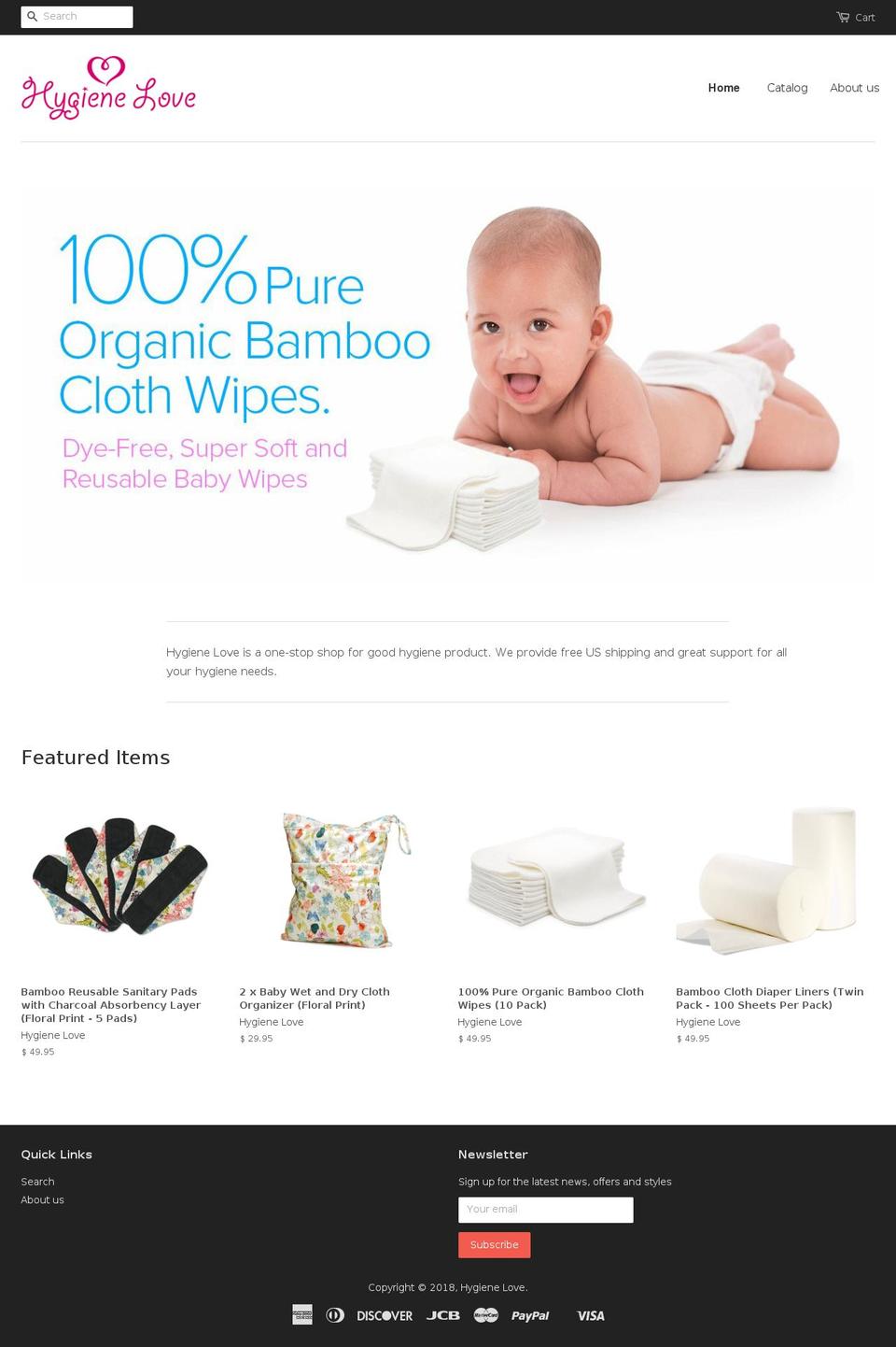 hygienelove.com — Shopify storefront screenshot