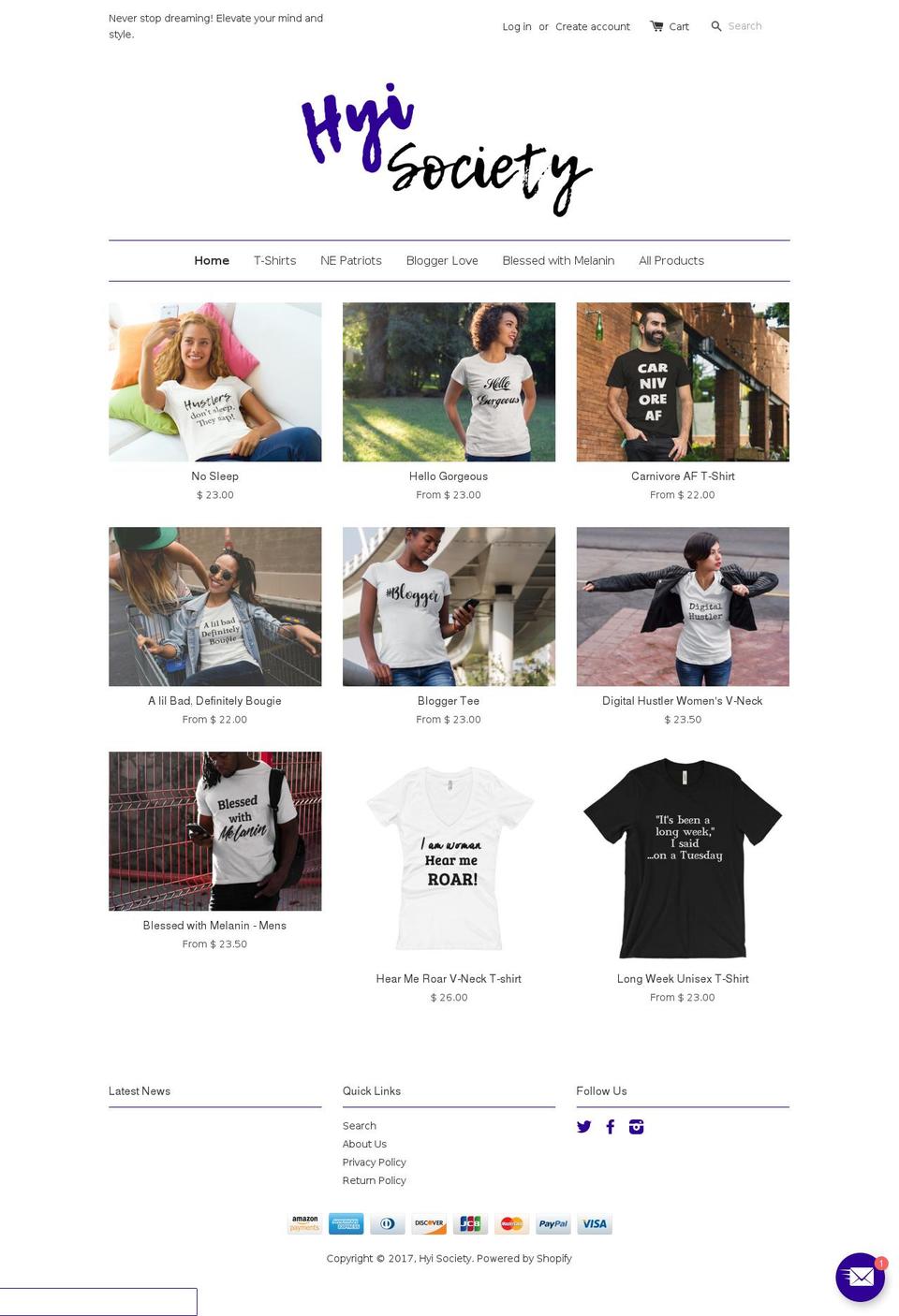 hyisociety.com shopify website screenshot