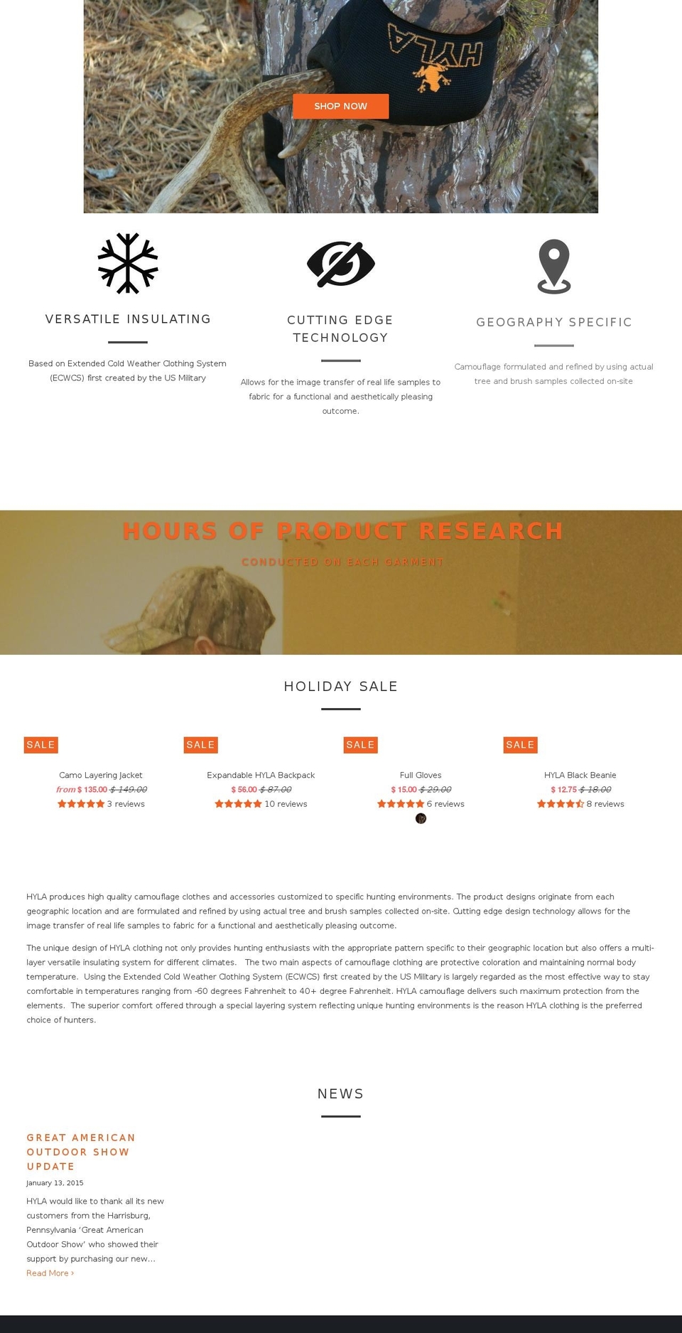 hylagear.com shopify website screenshot