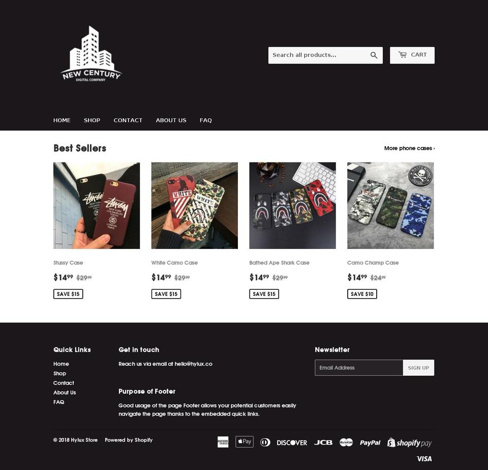 hylux.co shopify website screenshot