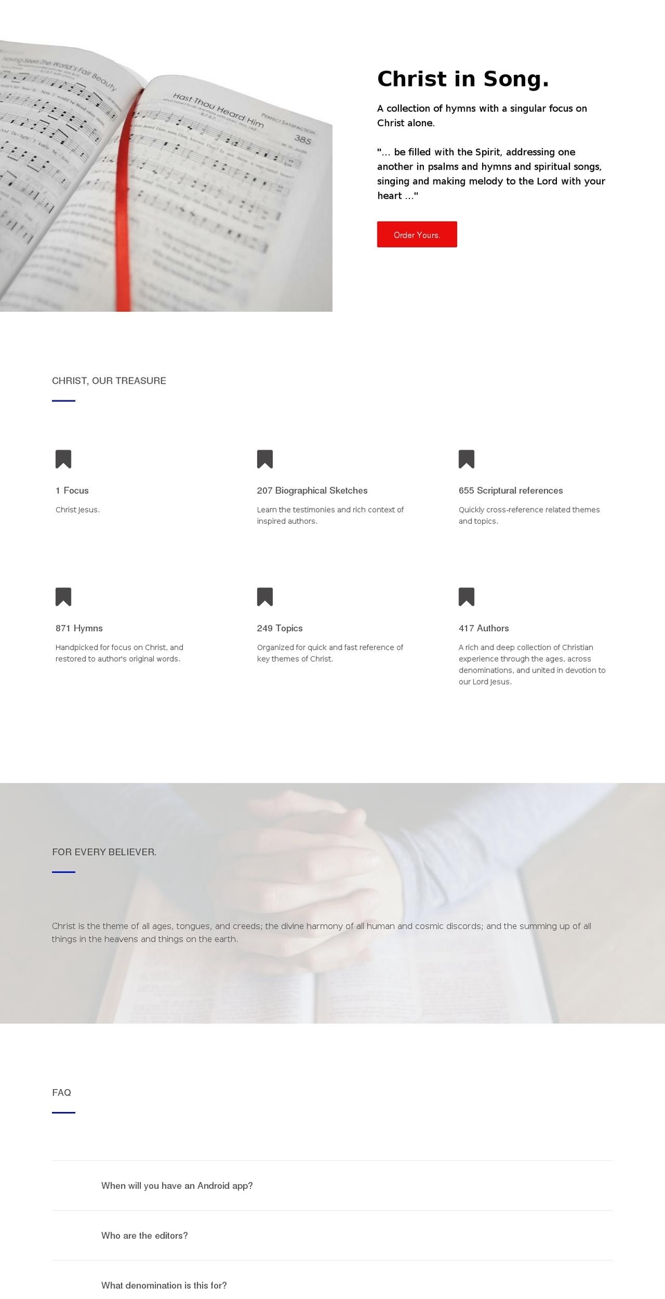 hymntreasury.org shopify website screenshot