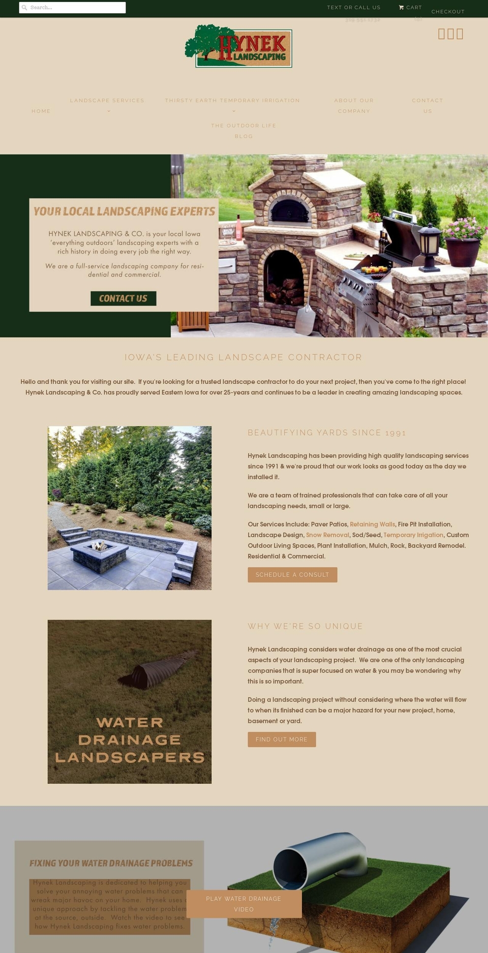 hyneklandscapes.com — Shopify storefront screenshot
