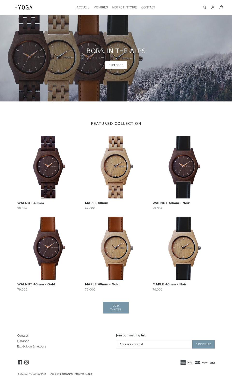 hyoga-watches.com — Shopify storefront screenshot