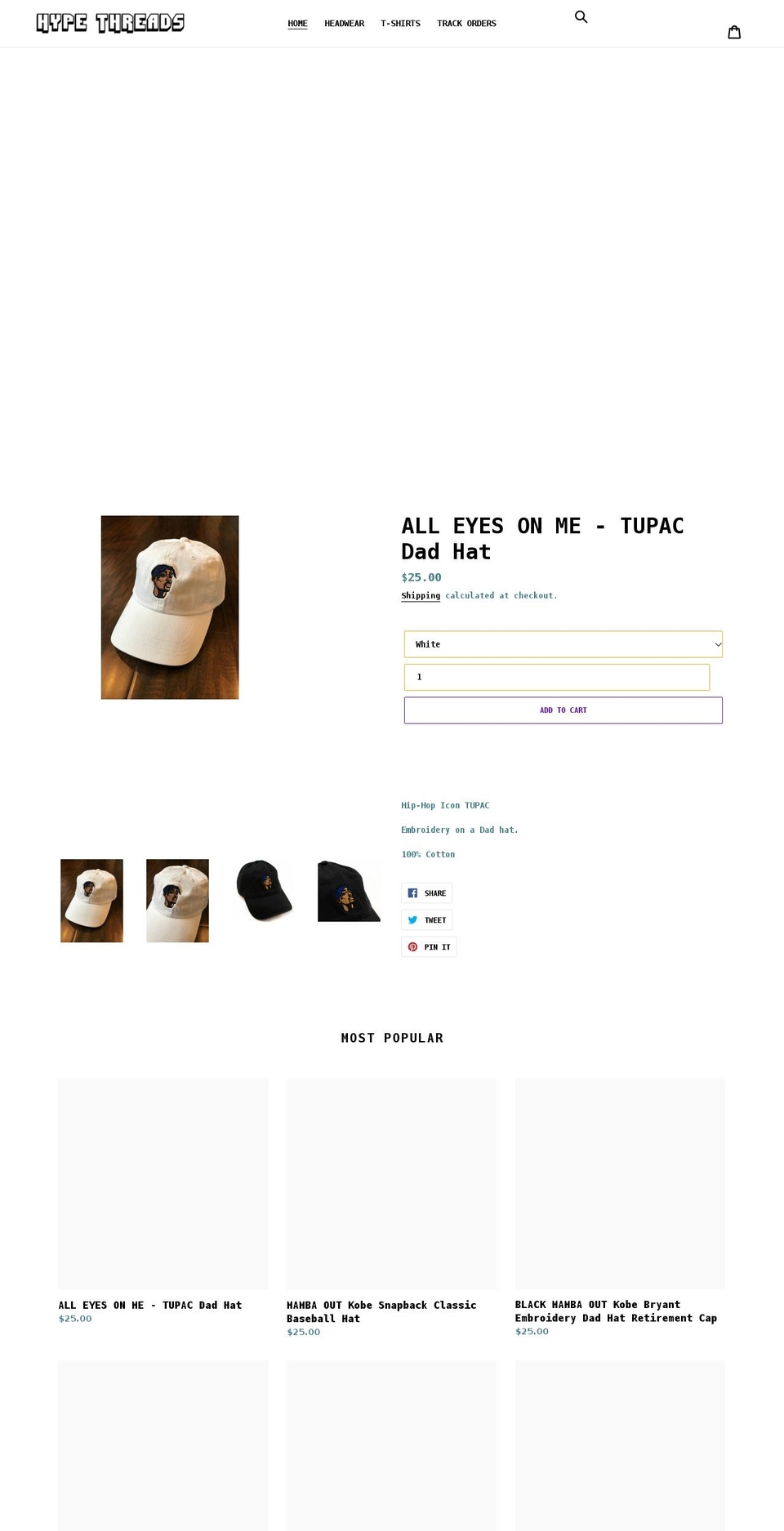 hype-threads.com shopify website screenshot