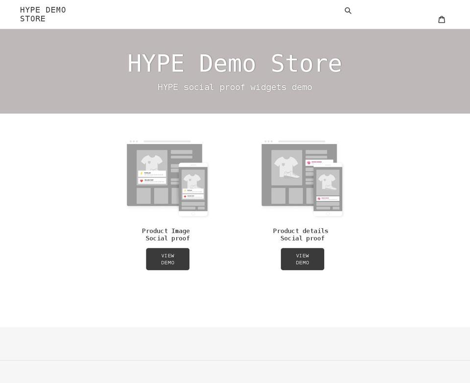 hypeappdemo.myshopify.com shopify website screenshot