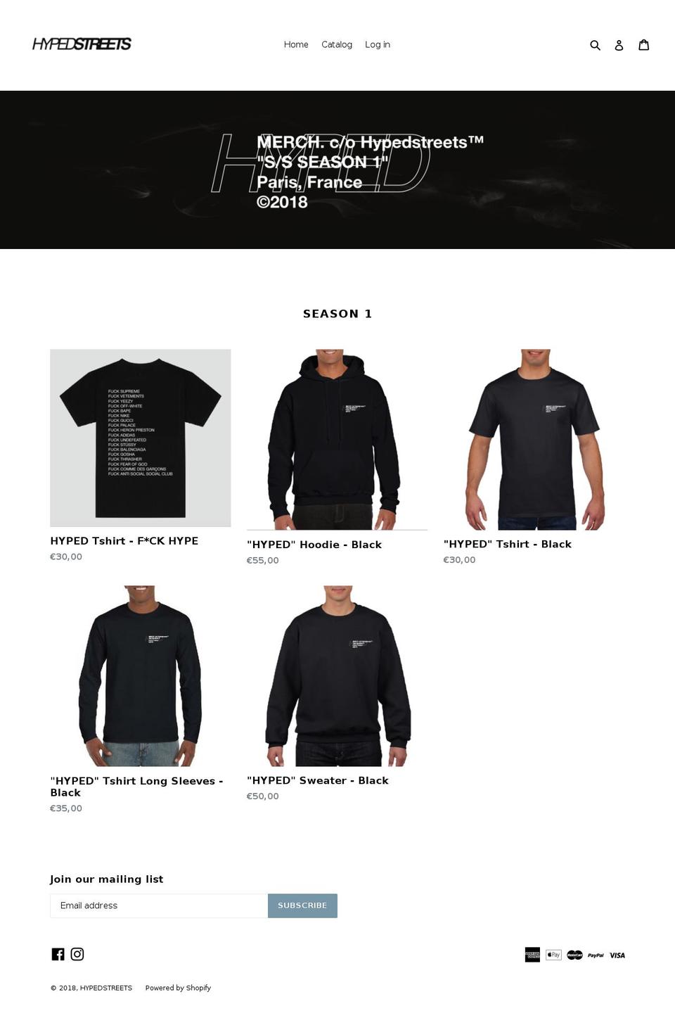 hypedstreets.com — Shopify storefront screenshot