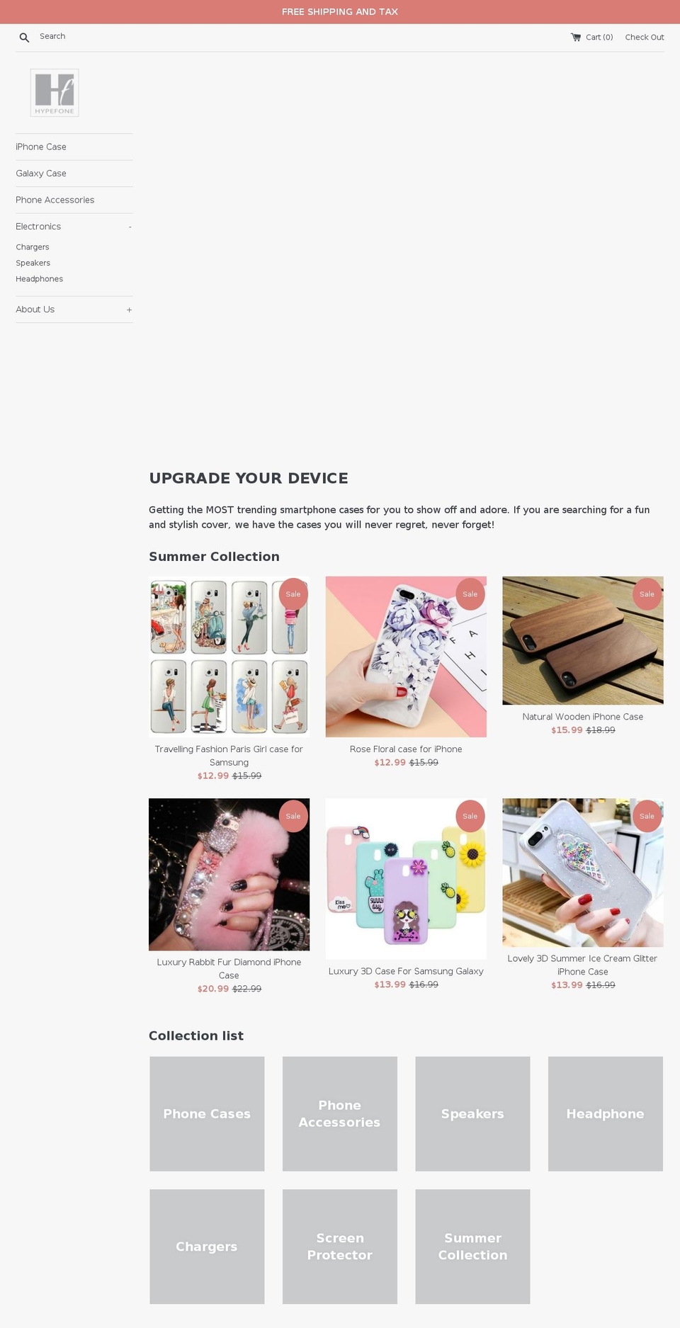 hypefone.com shopify website screenshot
