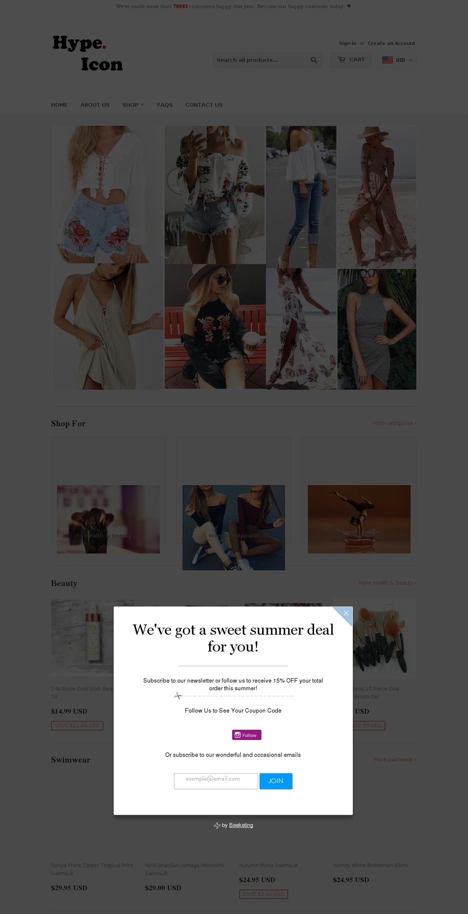 hypeicon.com — Shopify storefront screenshot